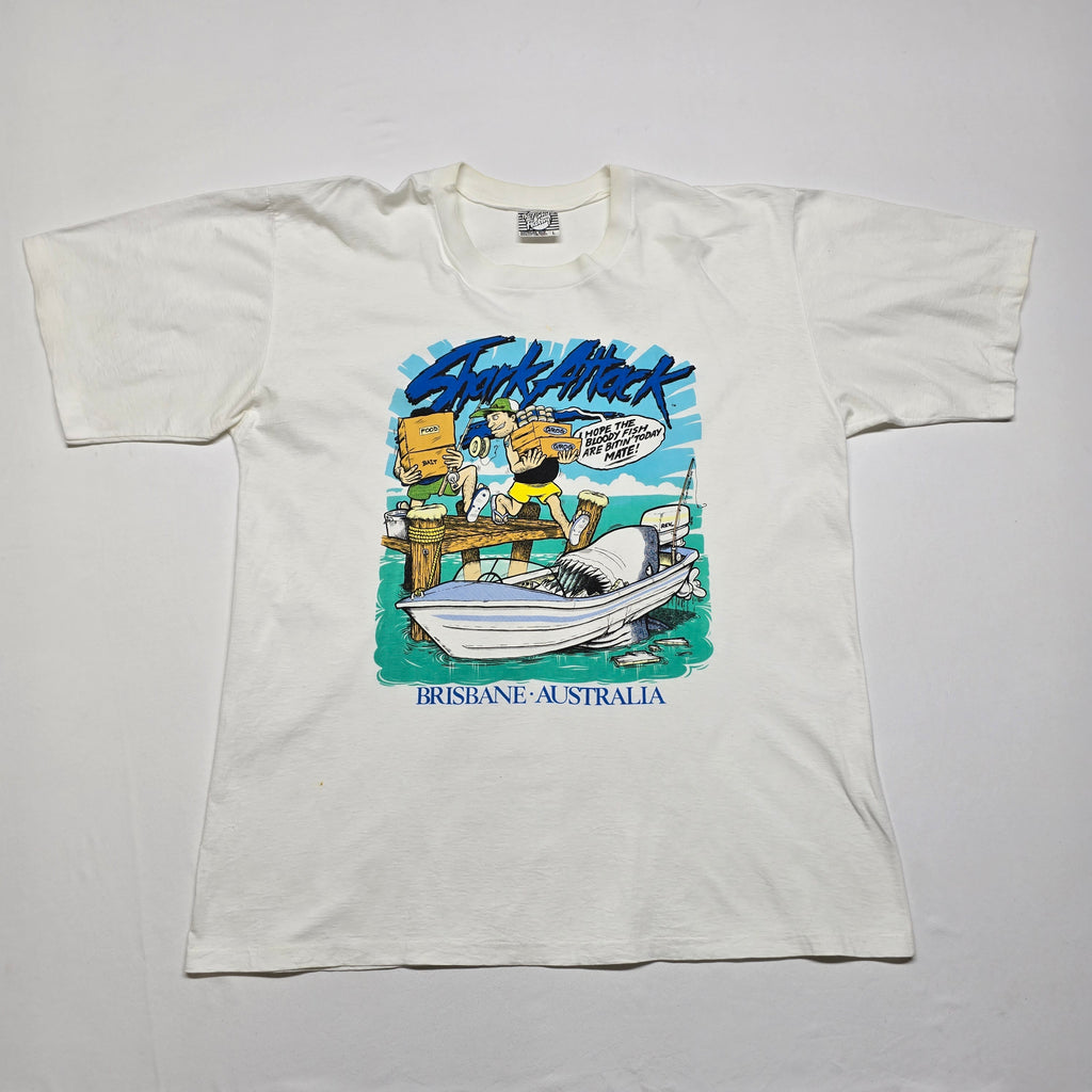 Vintage "Shark Attack" Single Stitch T-shirt - Large