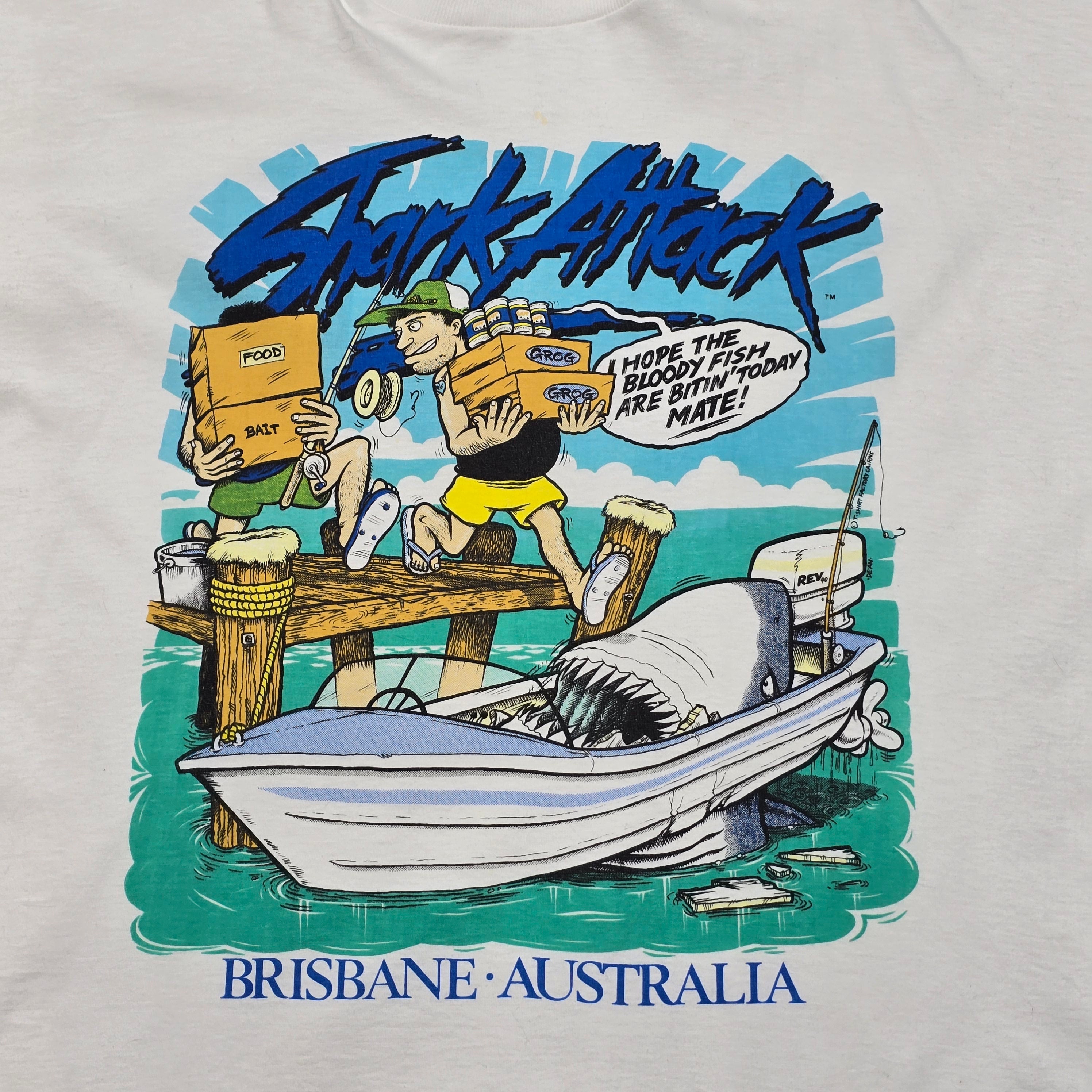 Vintage "Shark Attack" Single Stitch T-shirt - Large