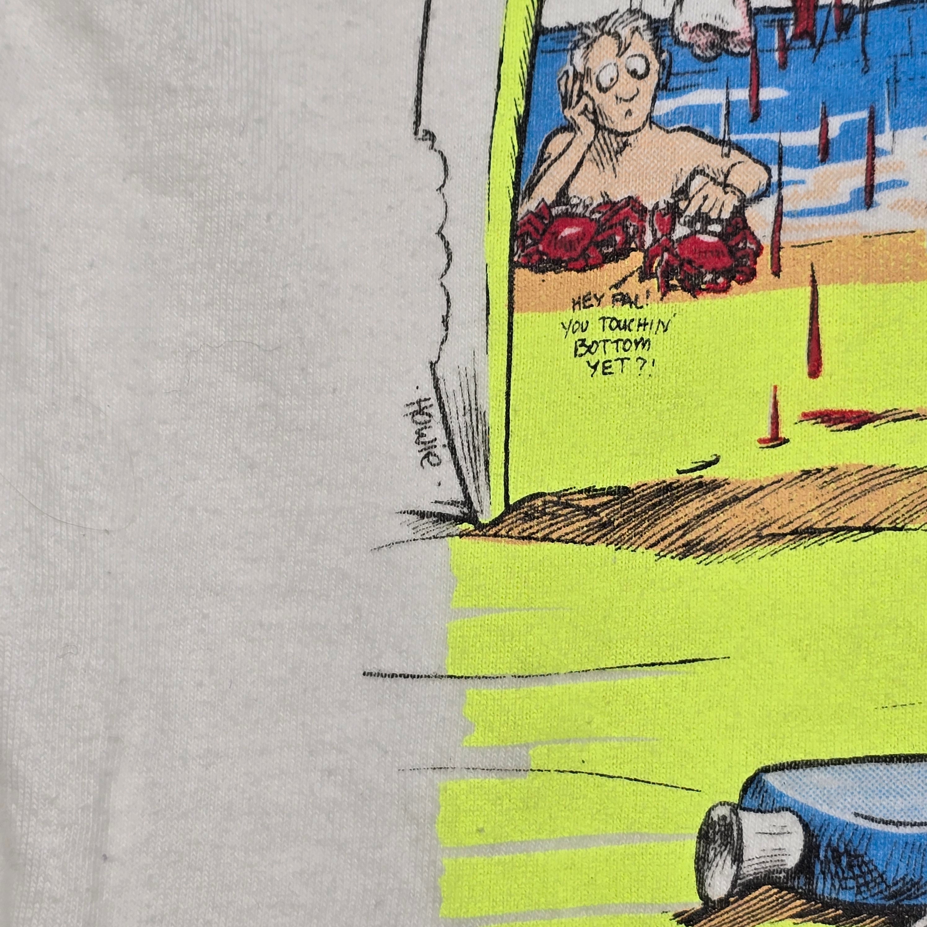 Vintage "Shark Attack" Single Stich T-shirt - Small (Labeled "Large")