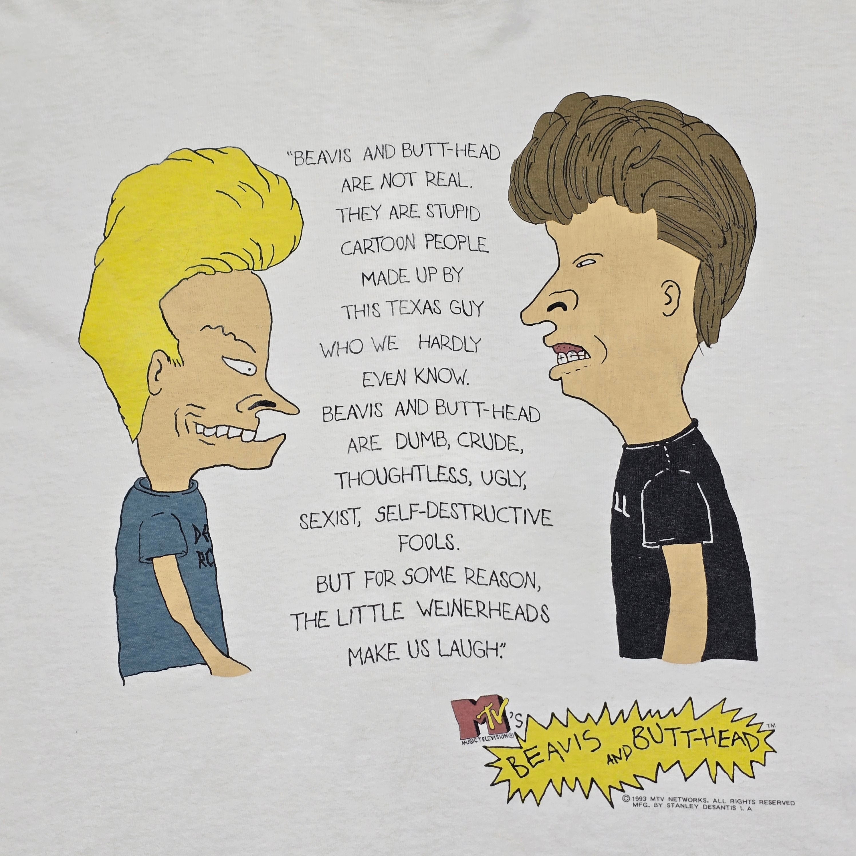 Vintage Beavis & Butt-head 1993 Single Stitch T-shirt - XL